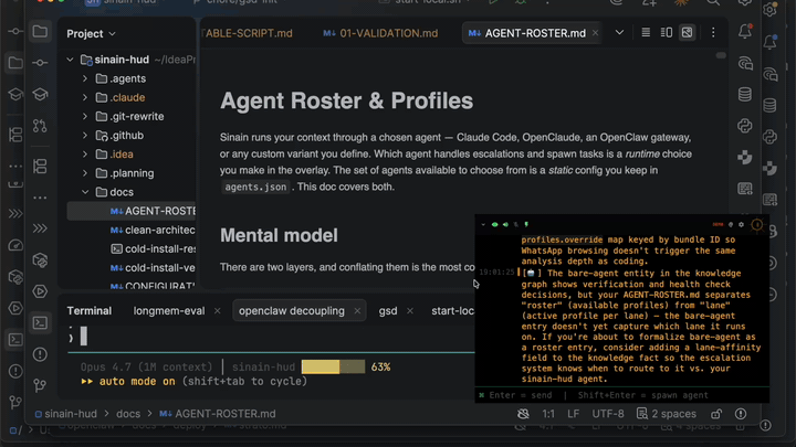 Sinain HUD demo — ambient knowledge graph in action